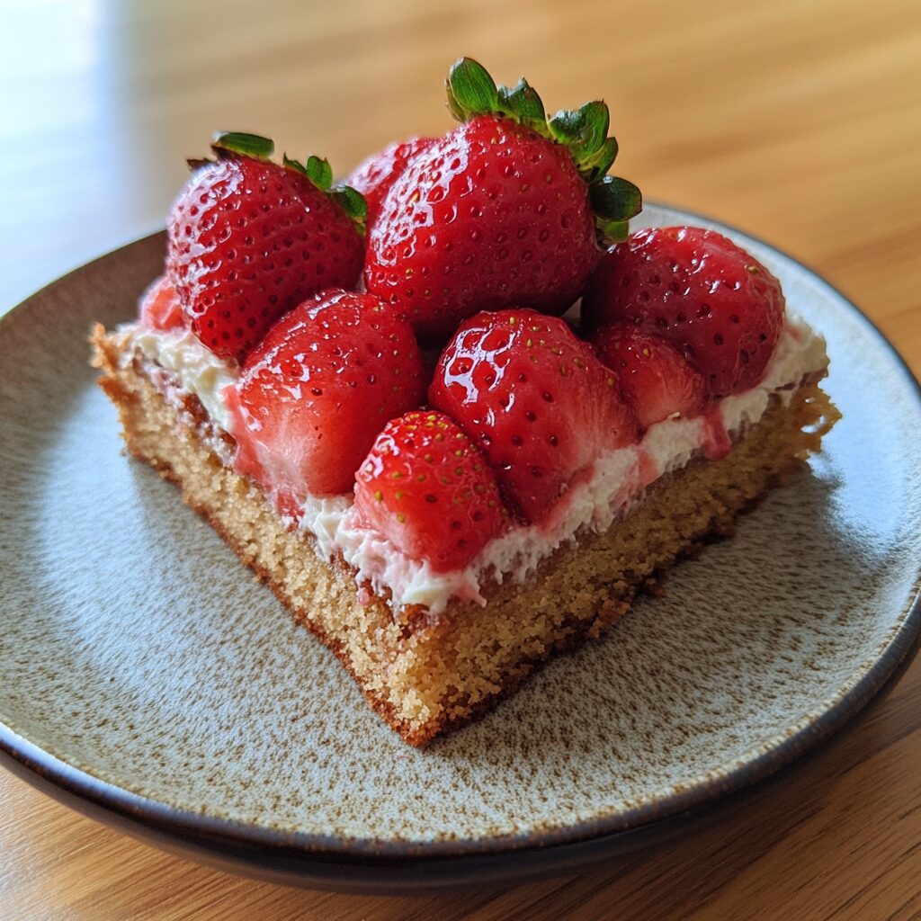 Moist Strawberry Cake Recipe served fresh in natural light