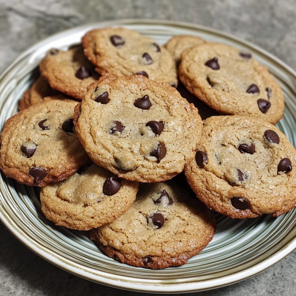 No Chill Brown Butter Chocolate Chip Cookies served fresh in natural light