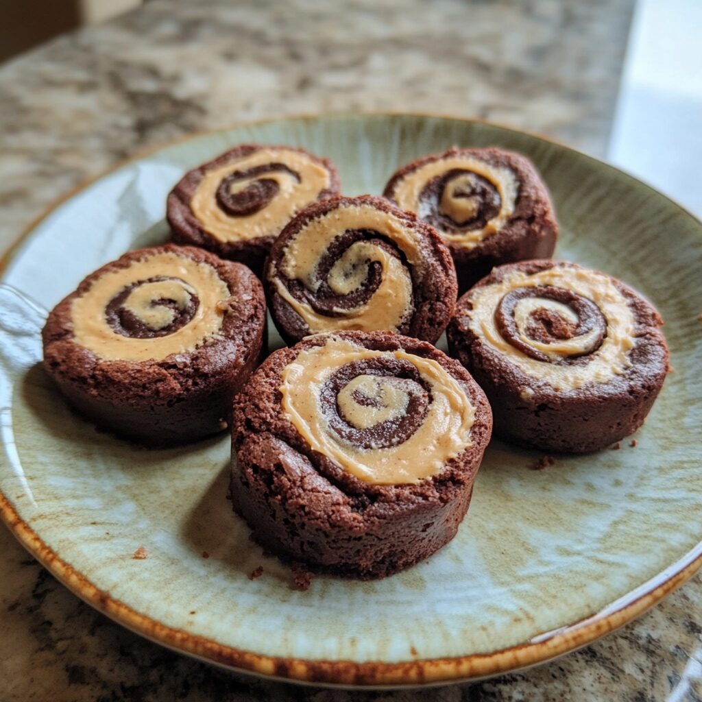 Peanut Butter Brownie Swirl Cookies served fresh in natural light