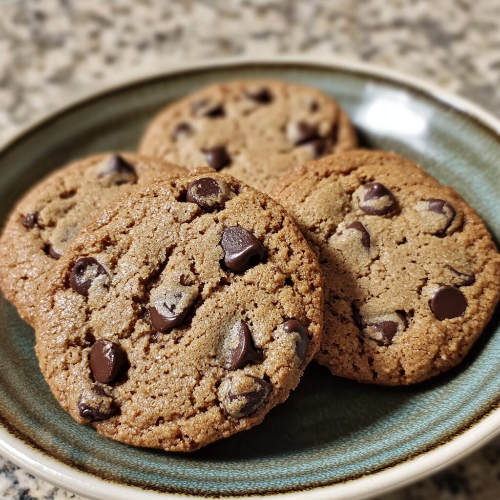 Soft & Chewy Dairy-free Chocolate Chip Cookies served fresh in natural light