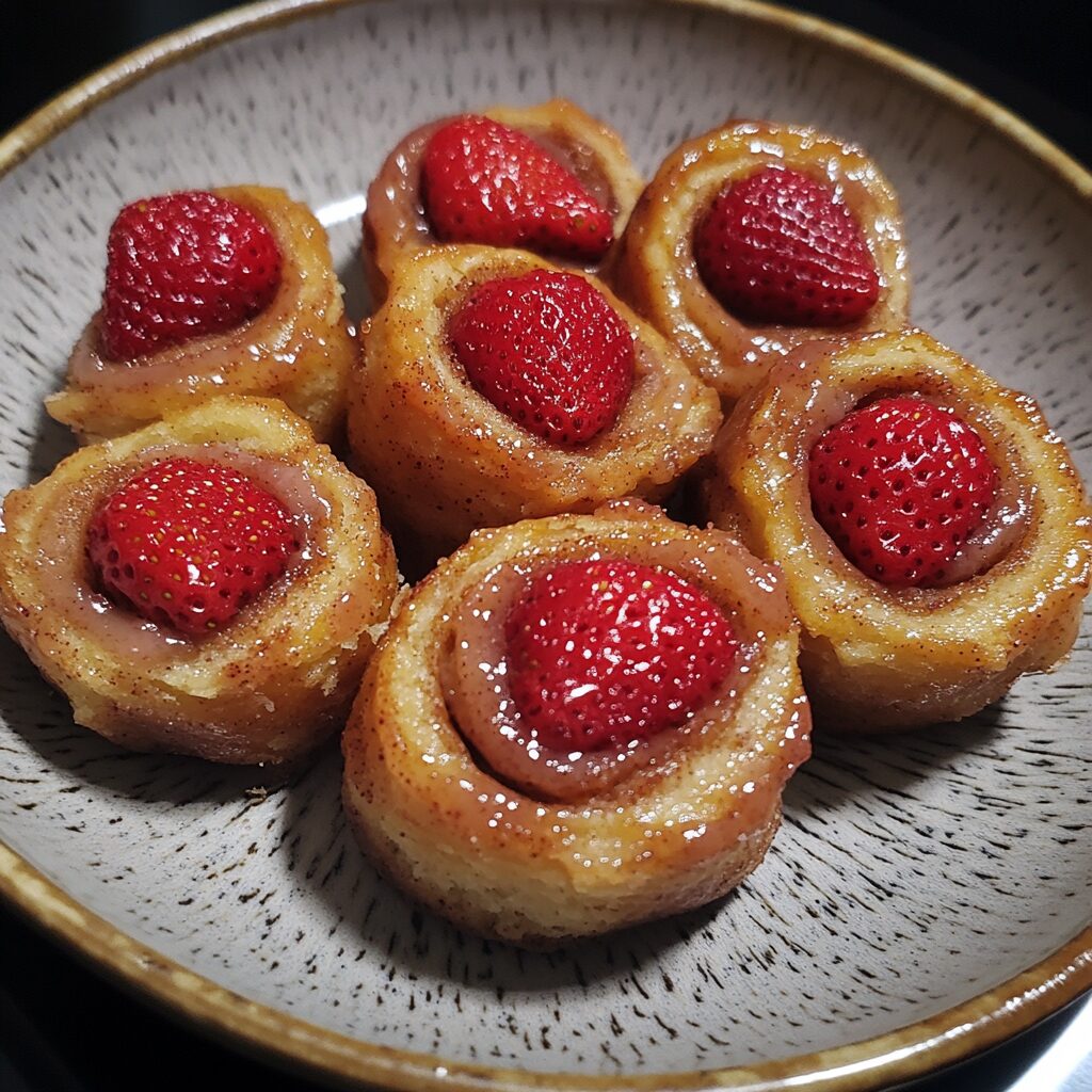 Strawberry Cinnamon Rolls served fresh in natural light