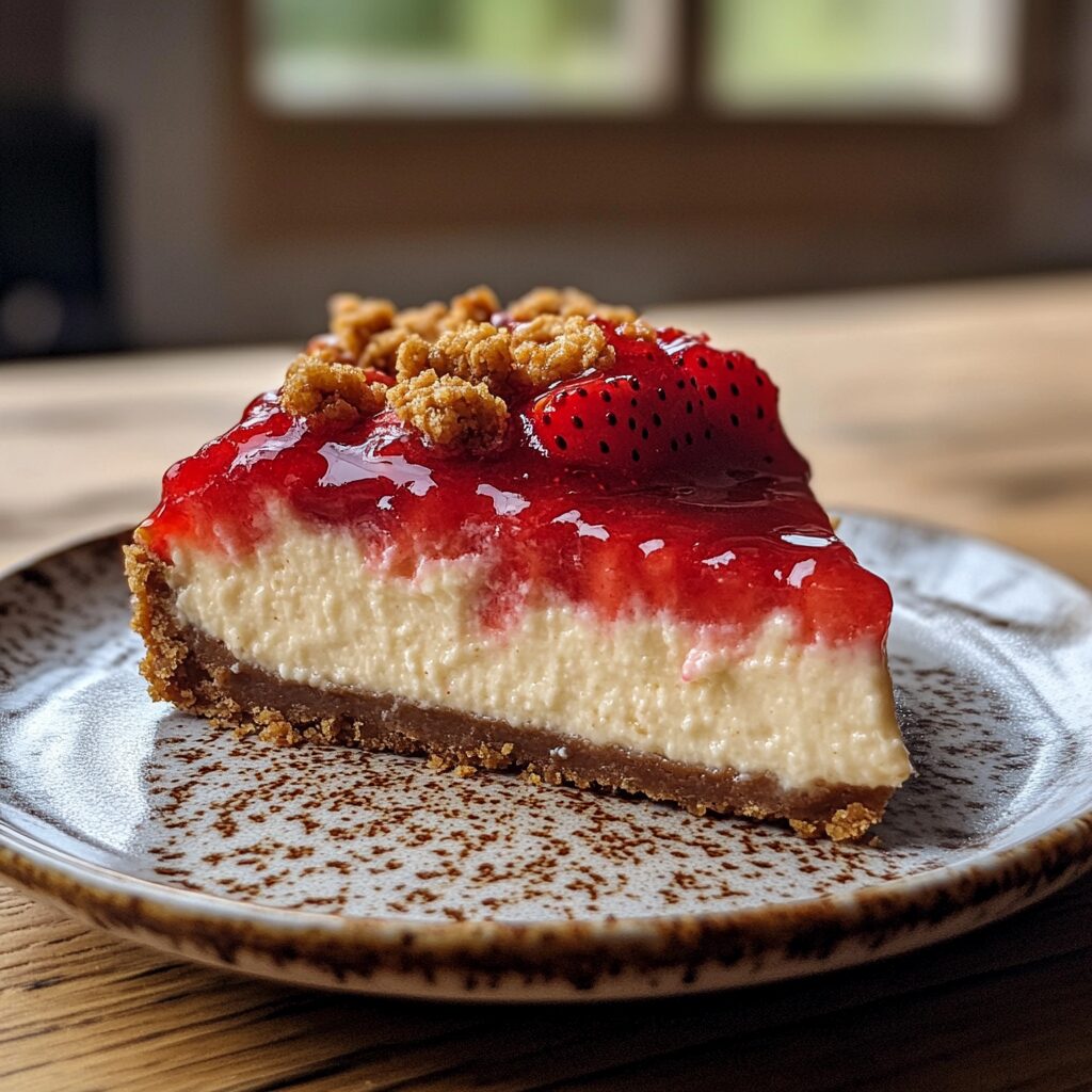 Strawberry Crunch Cheesecake Amazing Easy Treat served fresh in natural light
