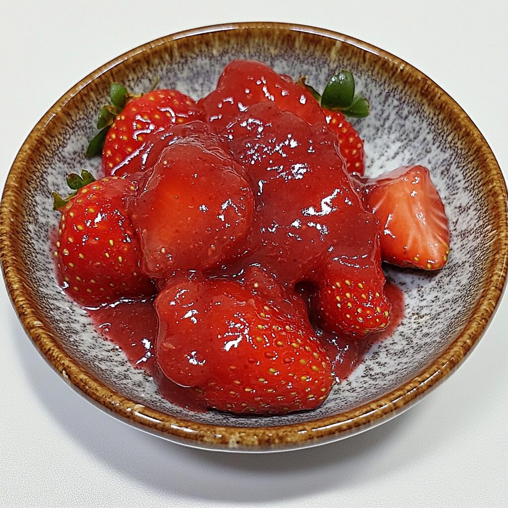 Strawberry Sauce served fresh in natural light