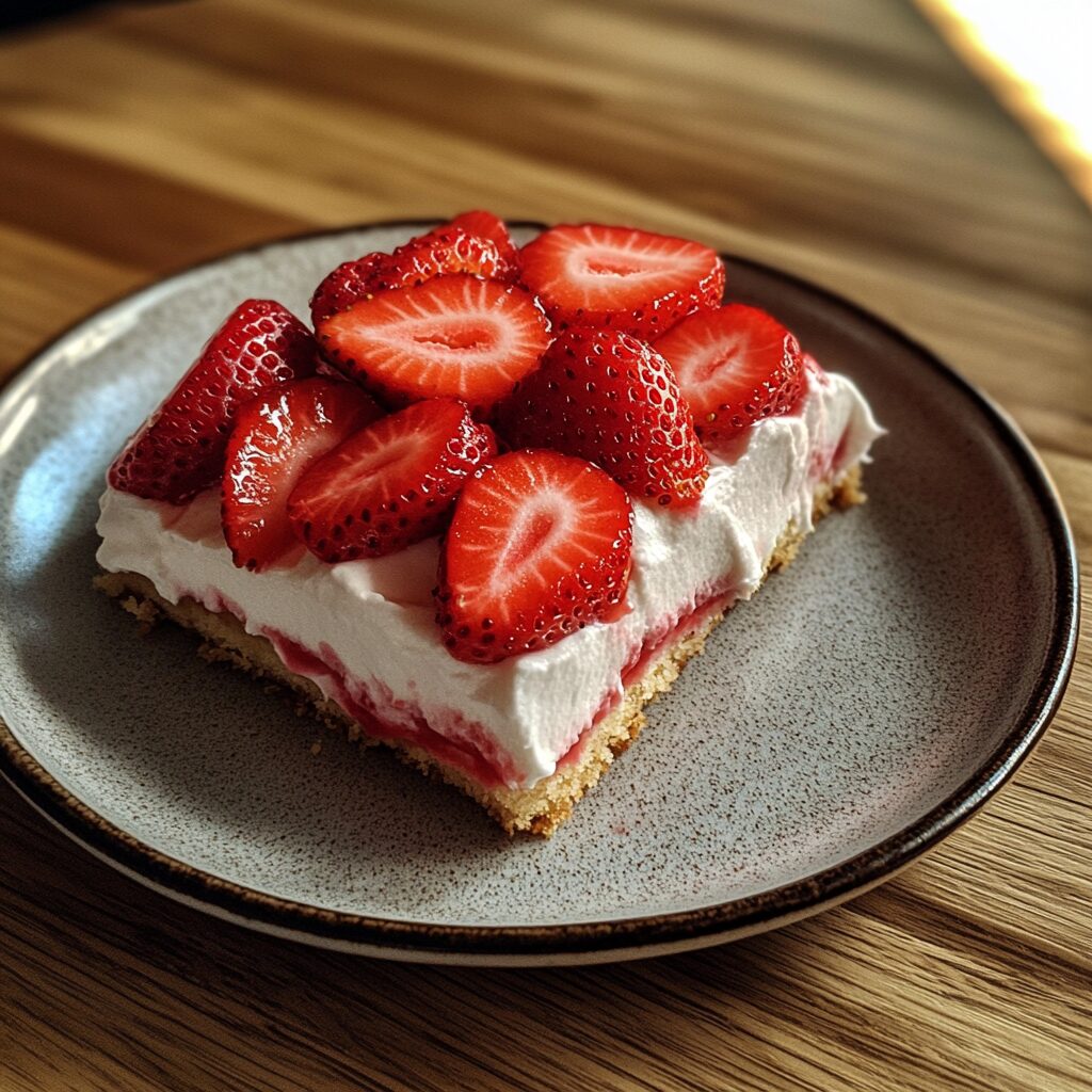 Strawberry Shortcake served fresh in natural light