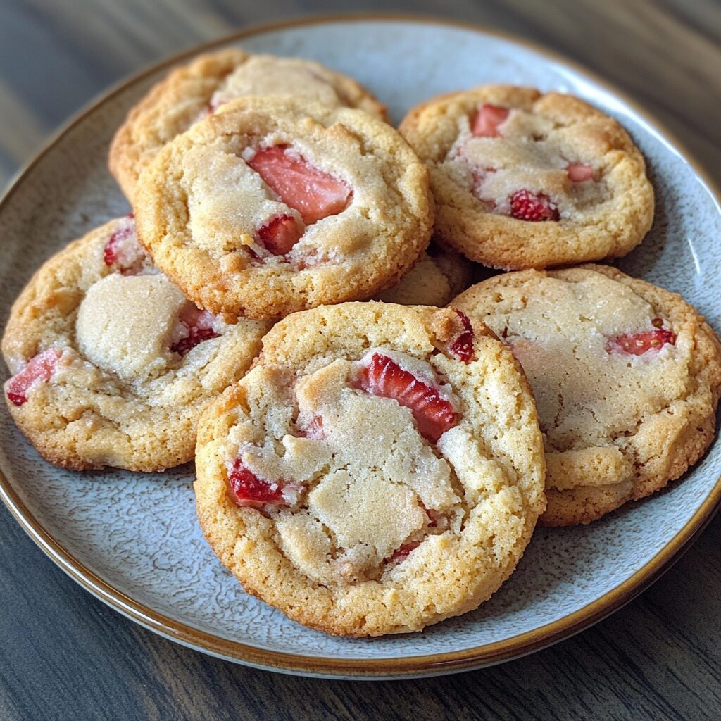Strawberry Shortcake Cookies served fresh in natural light