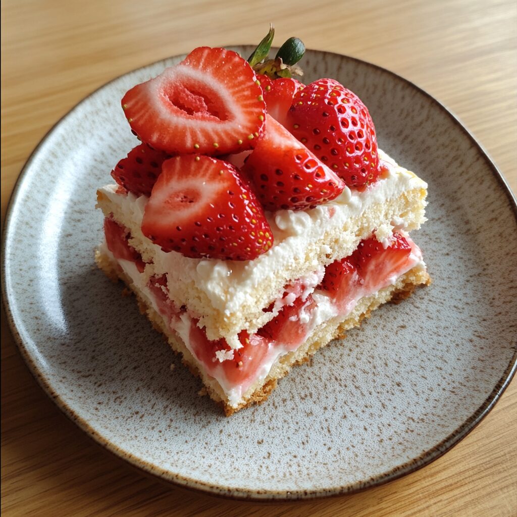 Strawberry Shortcake served fresh in natural light