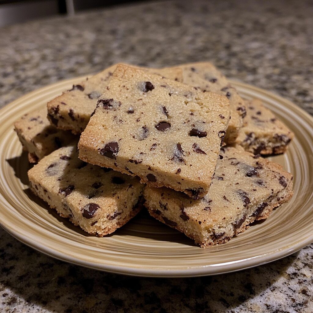Sweet Chocolate Chip and Toffee Shortbread Cookies served fresh in natural light