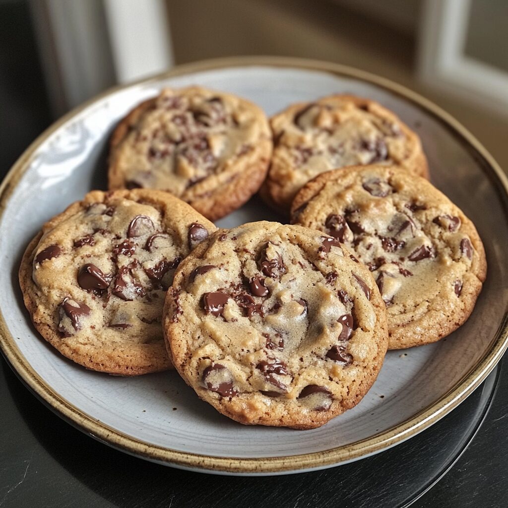The Best Chewy Chocolate Chip Cookies served fresh in natural light