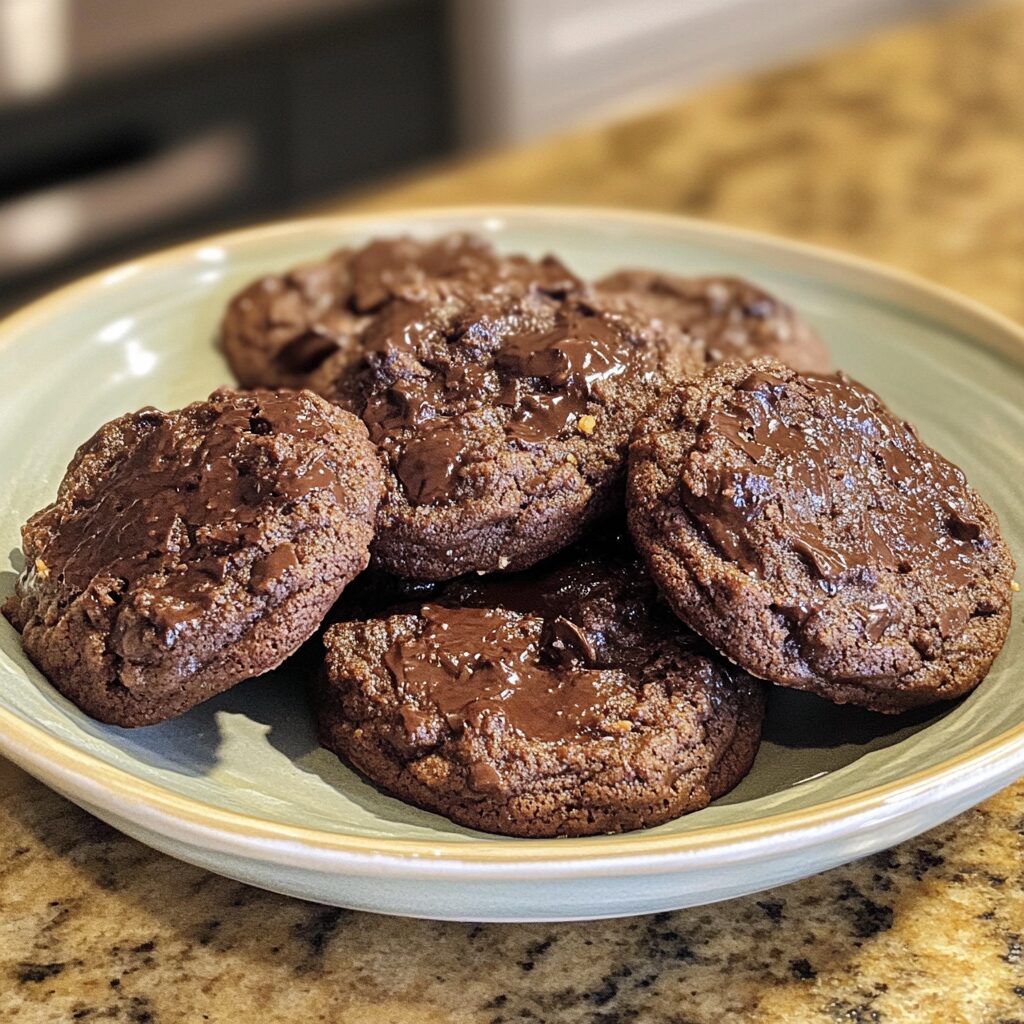 The Ultimate Crumbl Dark Dream Cookies (Rich, Fudgy + Loaded With Chocolate) served fresh in natural light