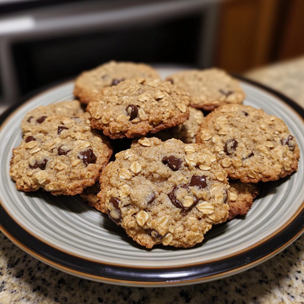 The best oatmeal chocolate chip cookies served fresh in natural light