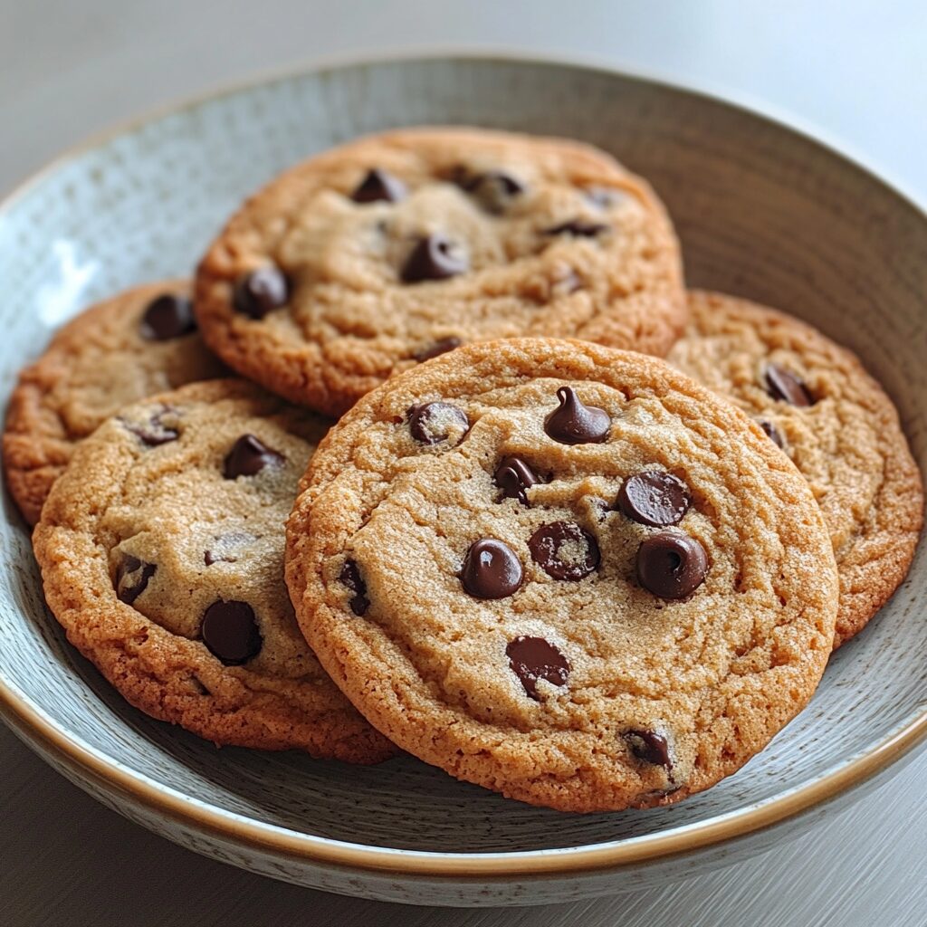 Thick & Chewy Loaded Chocolate Chip Cookies served fresh in natural light