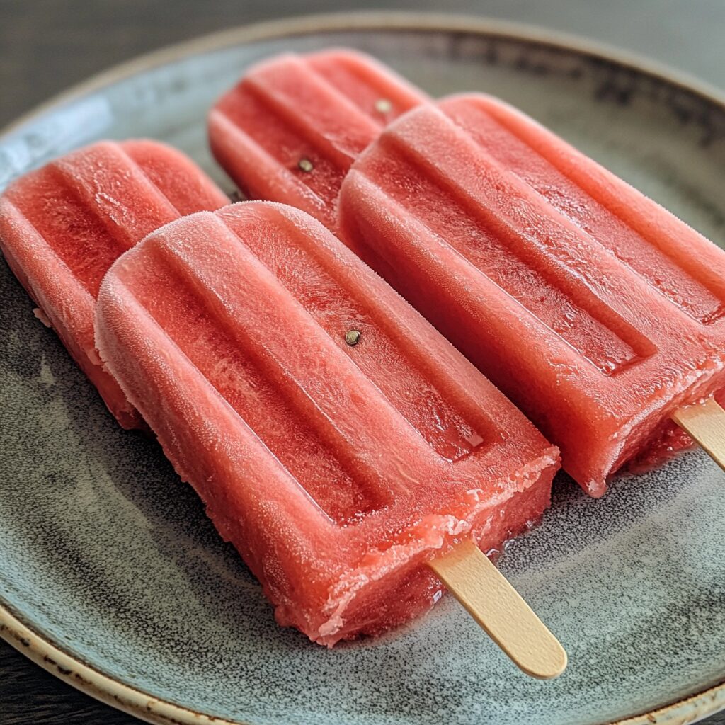 Watermelon Popsicles (4 Ingredients) served fresh in natural light