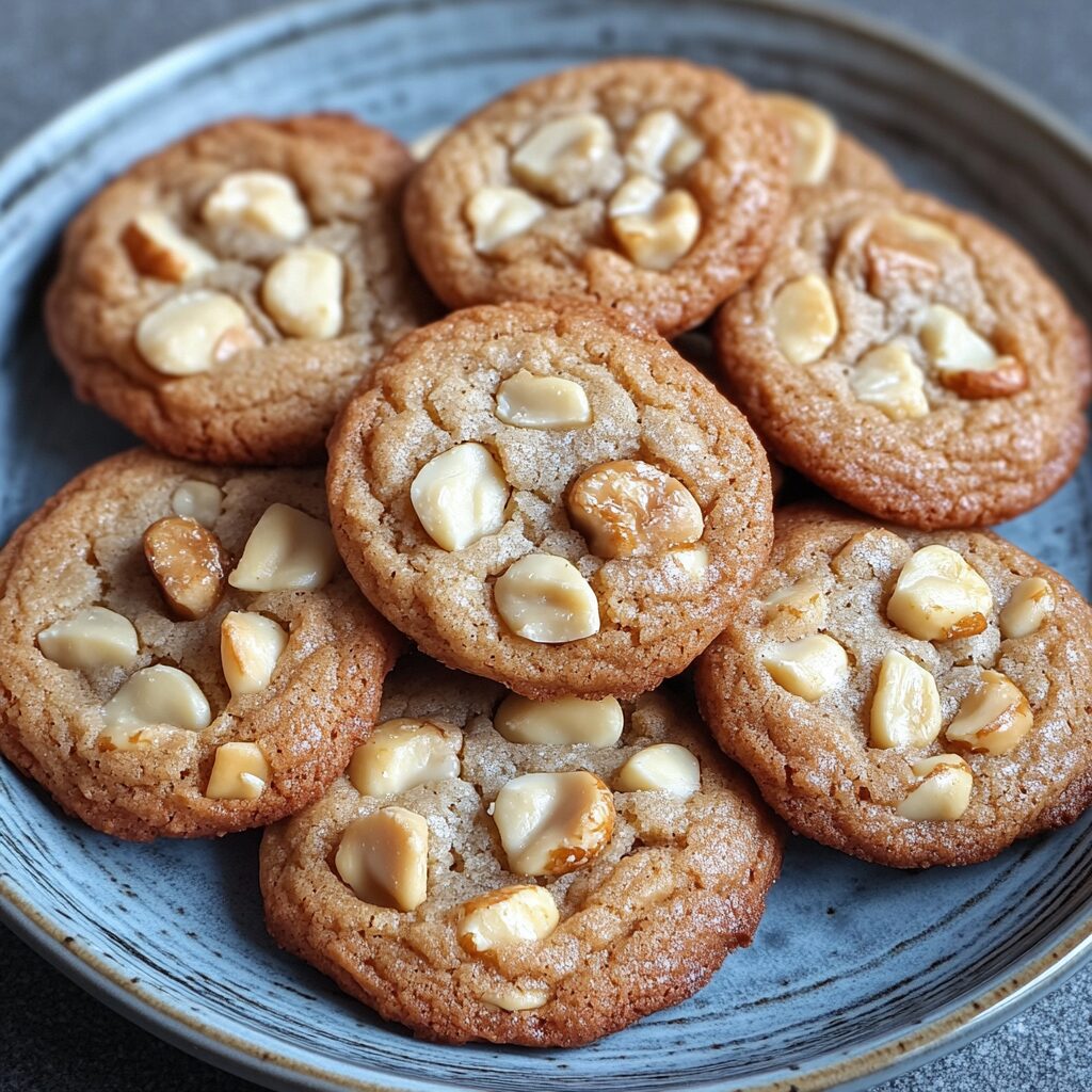 White Chocolate Macadamia Nut Cookies served fresh in natural light