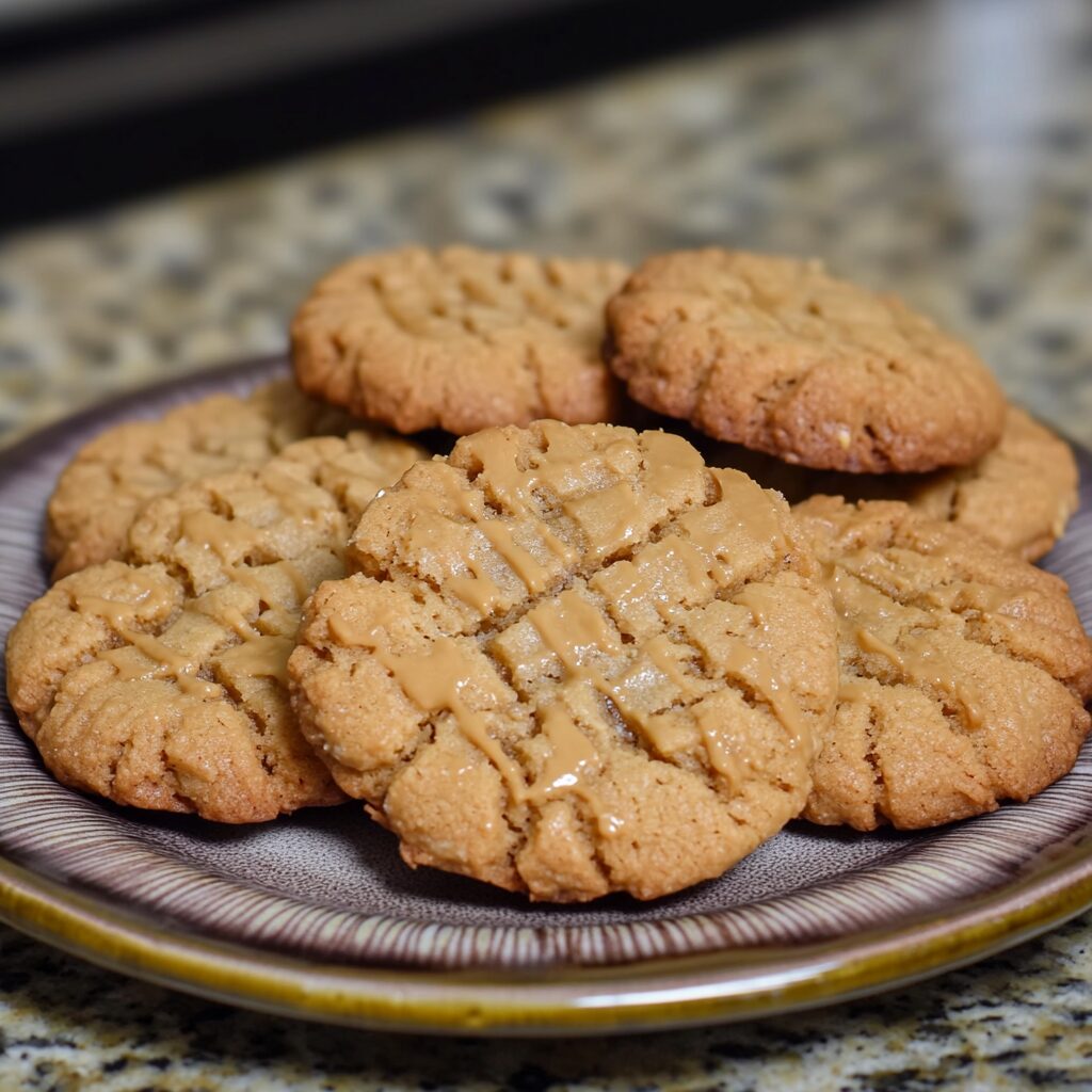 Thick and Chewy Peanut Butter Cookies Recipe served fresh in natural light