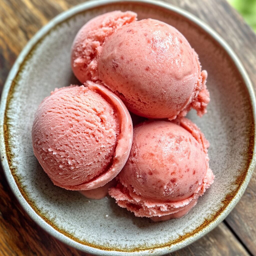 2-ingredient dairy-free Watermelon Gelato! served fresh in natural light