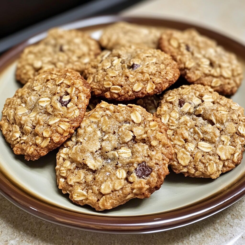 Big and Chewy Oatmeal Cookies served fresh in natural light