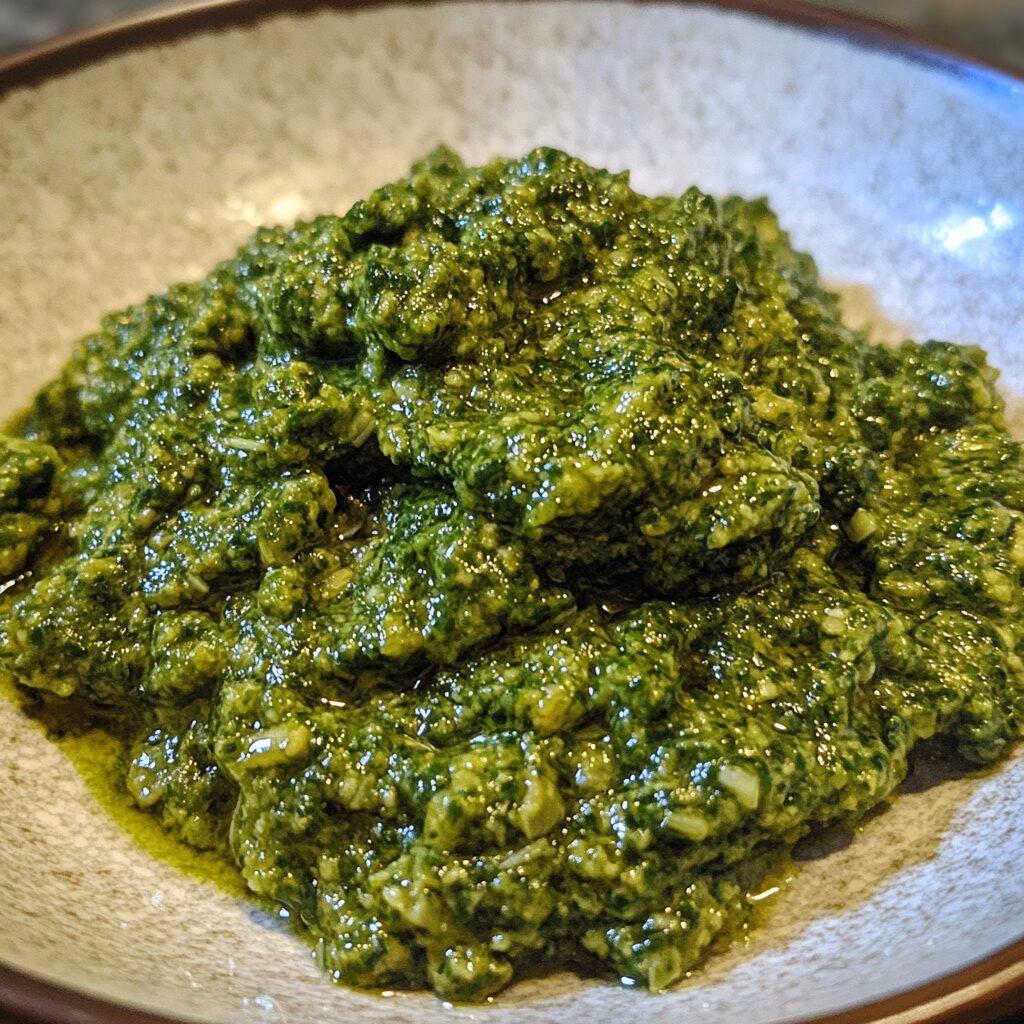 Chive Pesto served fresh in natural light