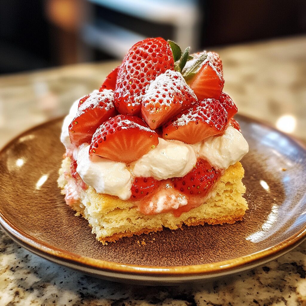 Classic Drop Biscuit Strawberry Shortcake served fresh in natural light