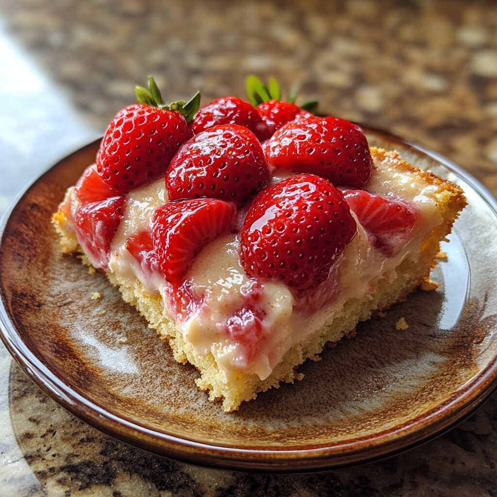 Creamy Strawberry Custard Cake That Makes Everyone Happy served fresh in natural light