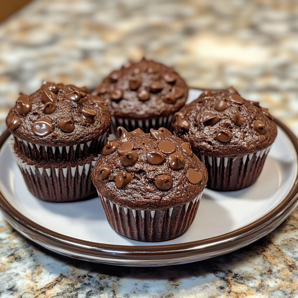 Double Chocolate Muffins- In Bloom Bakery served fresh in natural light