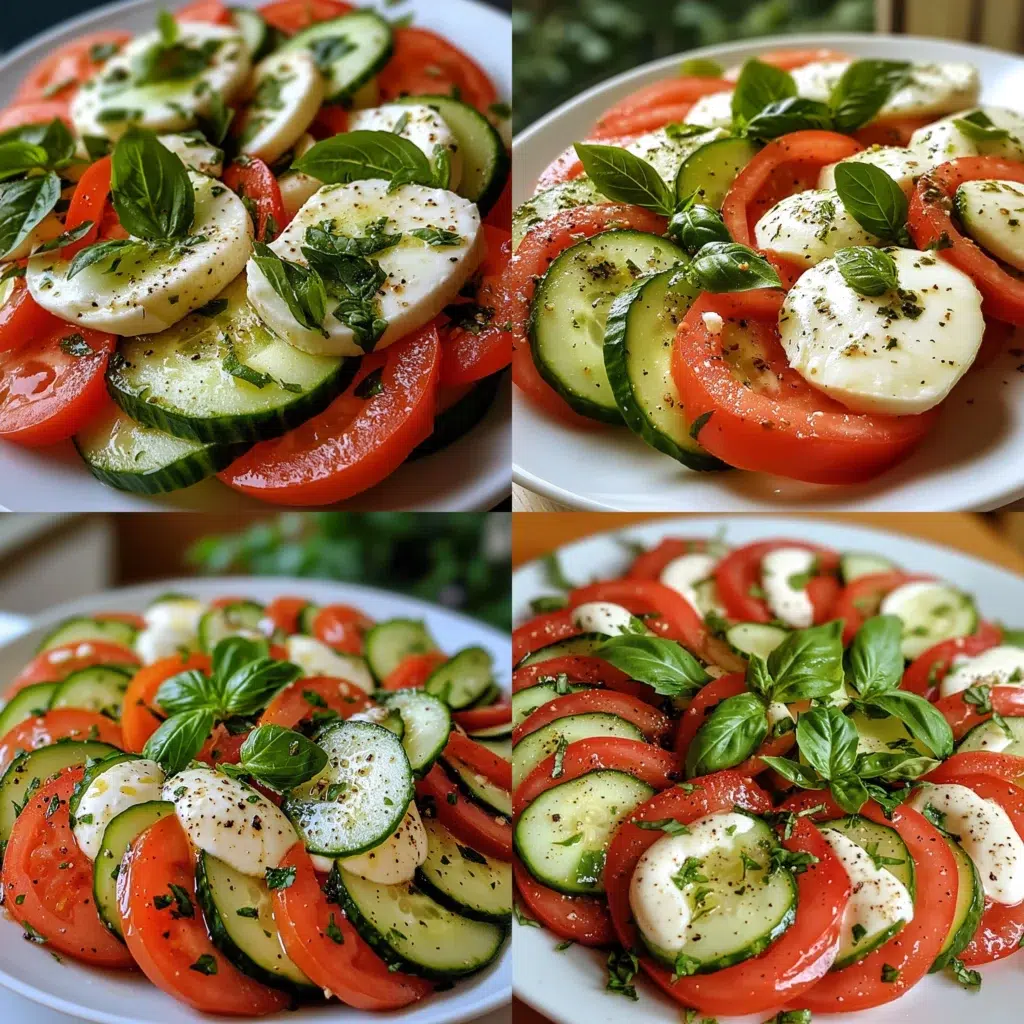 Easy Cucumber Caprese Salad plated with inviting texture and rich homemade color