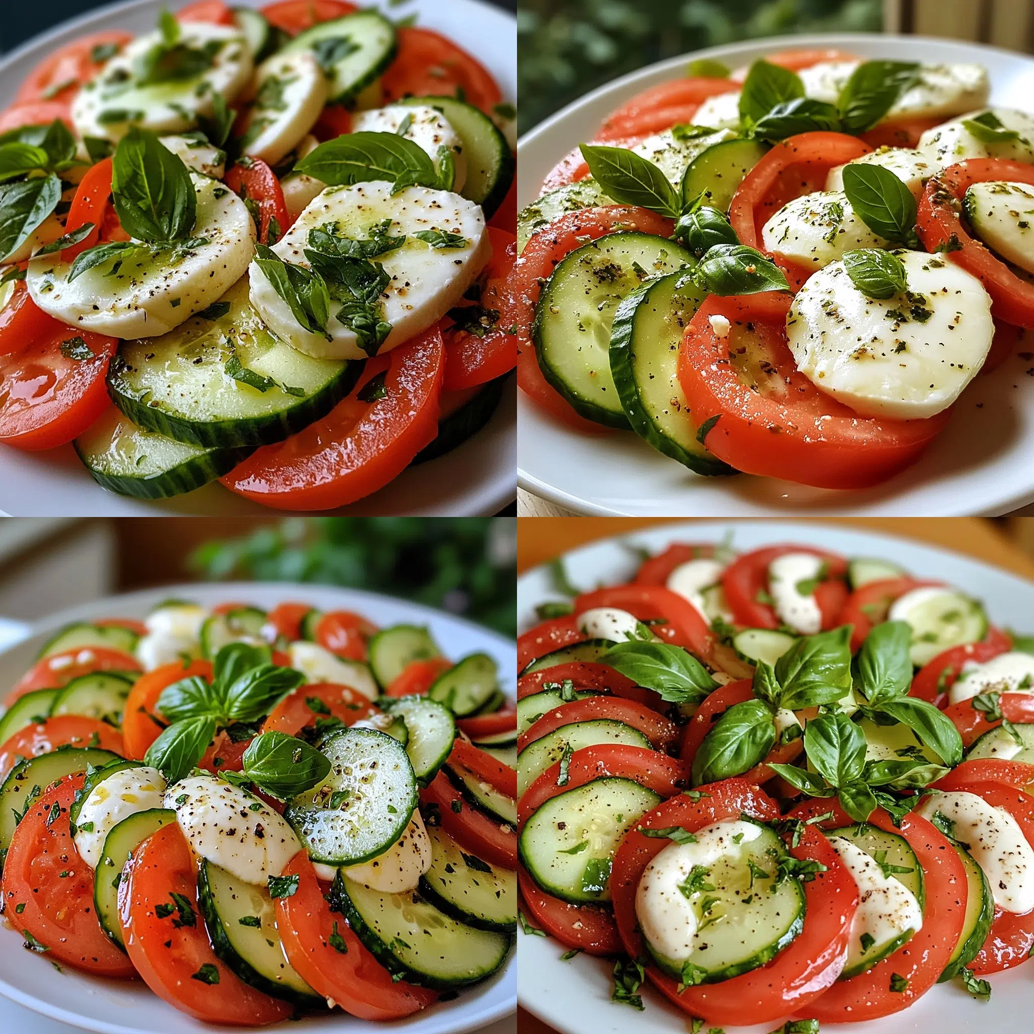 Easy Cucumber Caprese Salad plated with inviting texture and rich homemade color