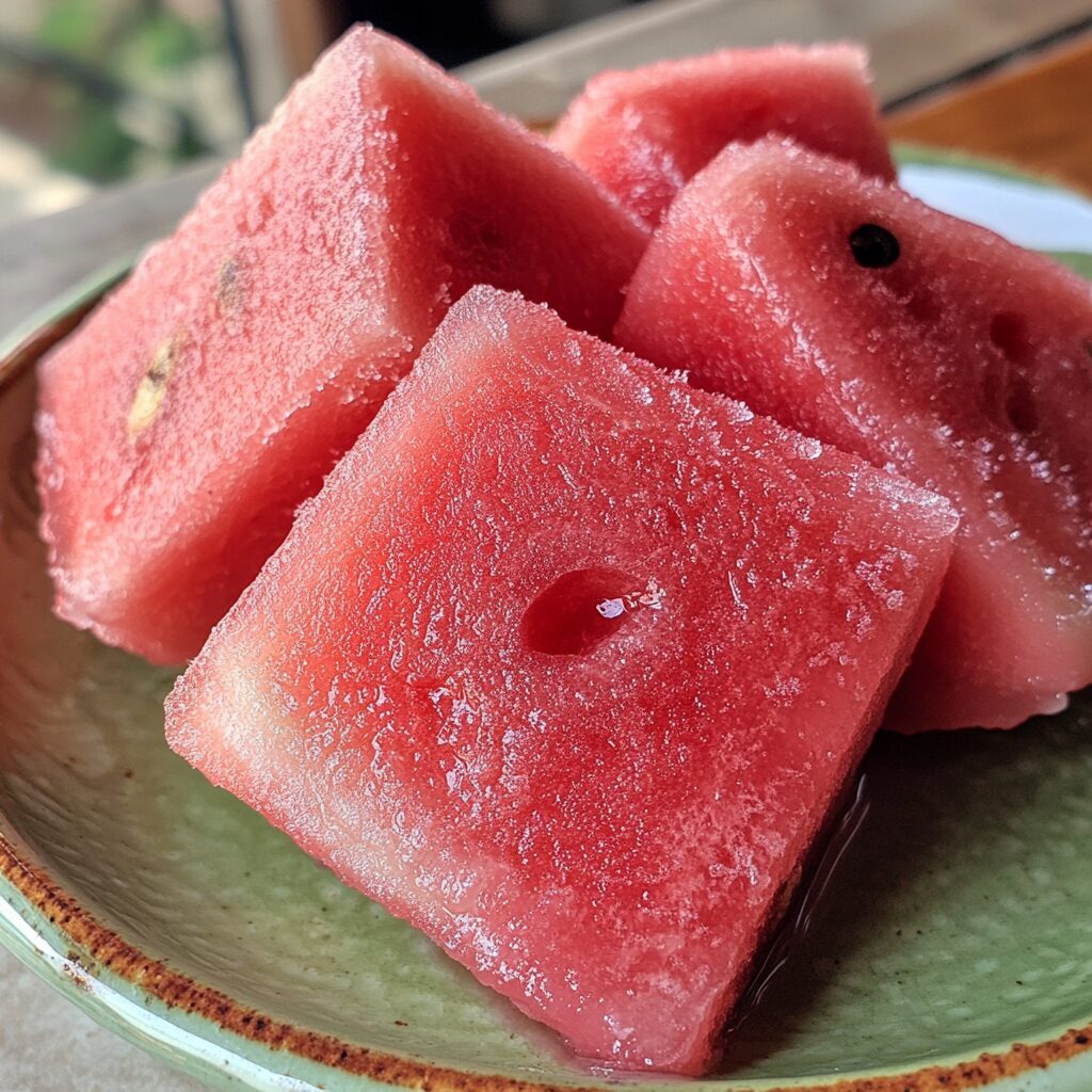 Easy Homemade Watermelon Italian Ice Recipe served fresh in natural light