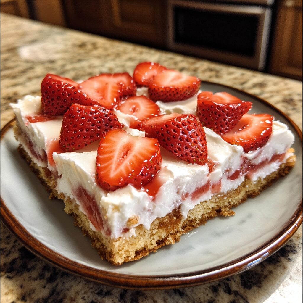 Easy Strawberry Shortcake Bars to Try This Summer served fresh in natural light