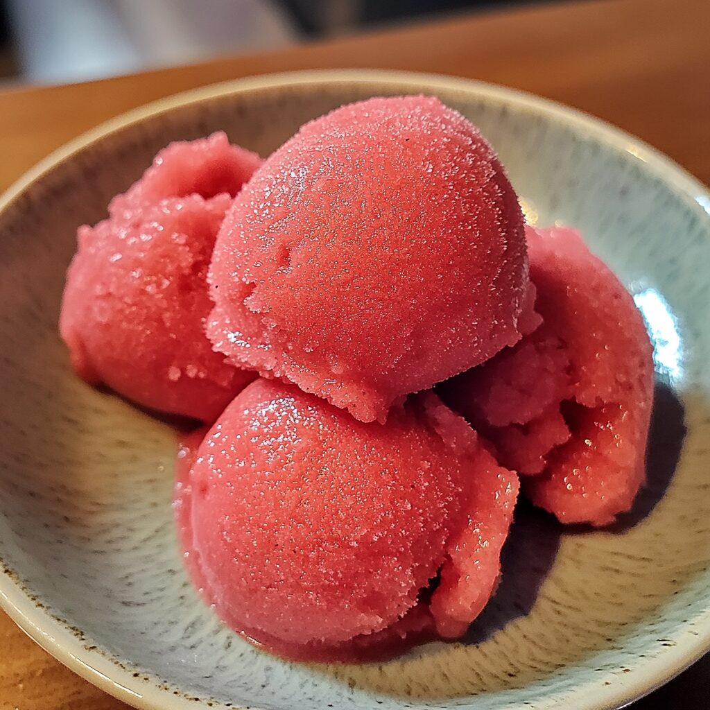 Easy Watermelon Sorbet served fresh in natural light