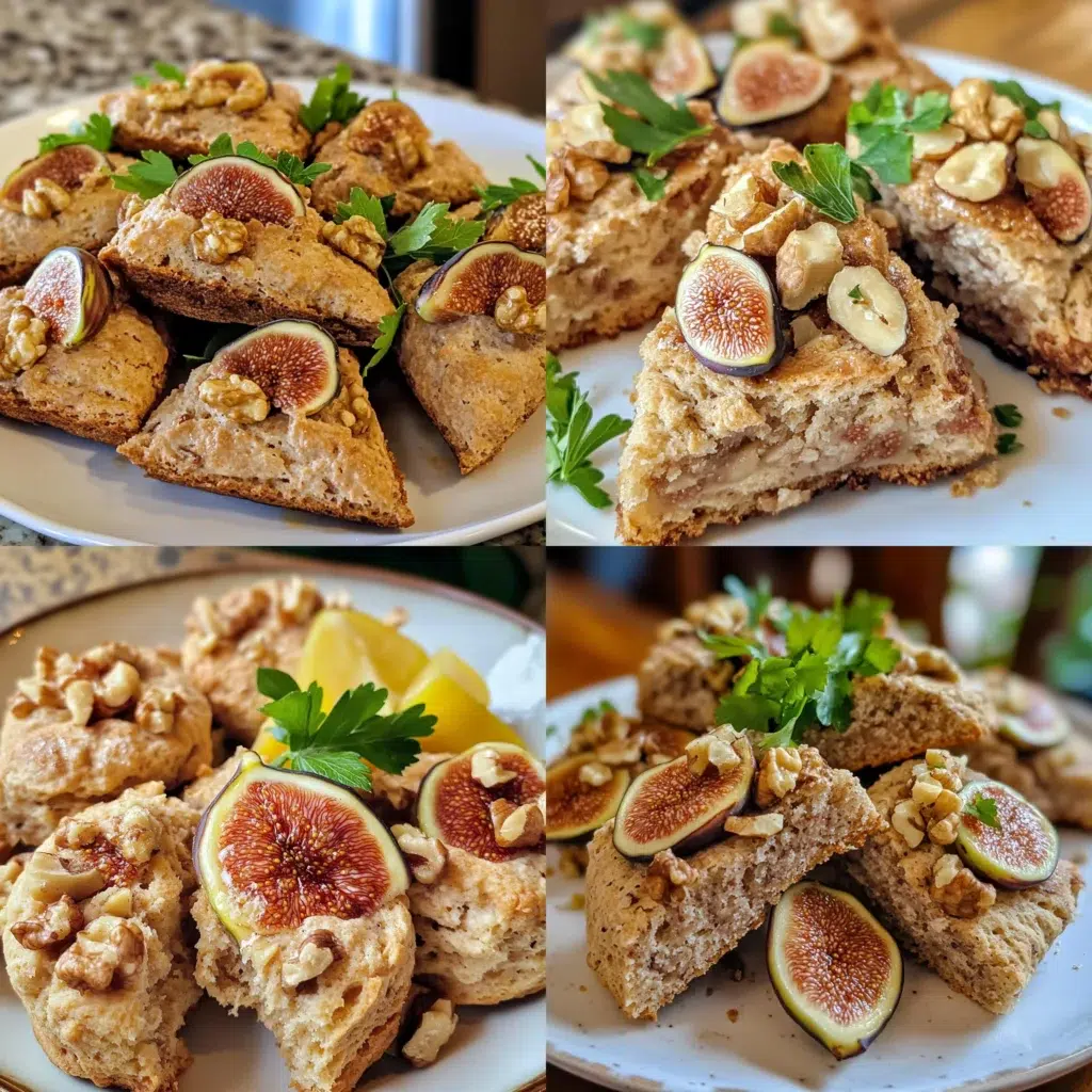 Fig Scones Made with Fresh Figs and Walnuts plated with inviting texture and rich homemade color