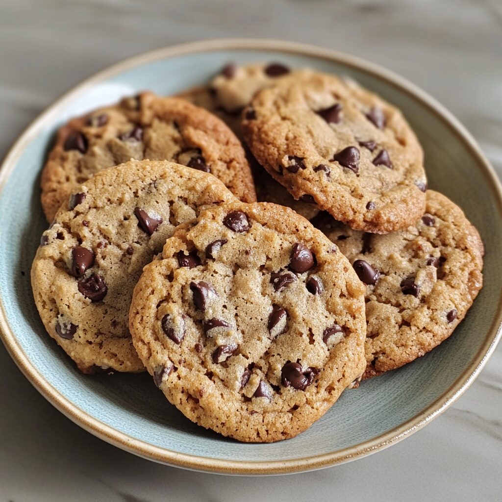 Gluten-Free Brown Butter Chocolate Chip Cookies (Soft & Chewy) served fresh in natural light