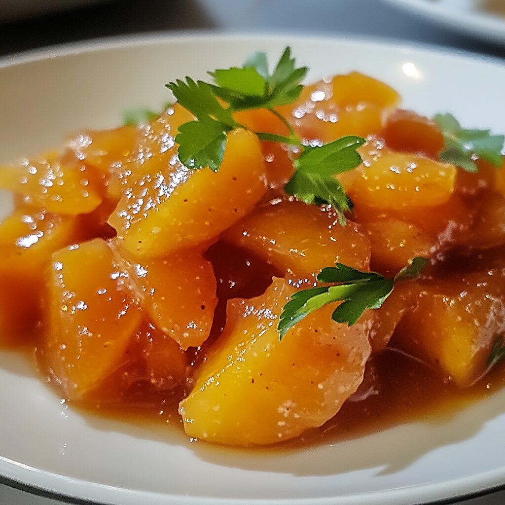 Homemade Peach Jam plated with inviting texture and rich homemade color
