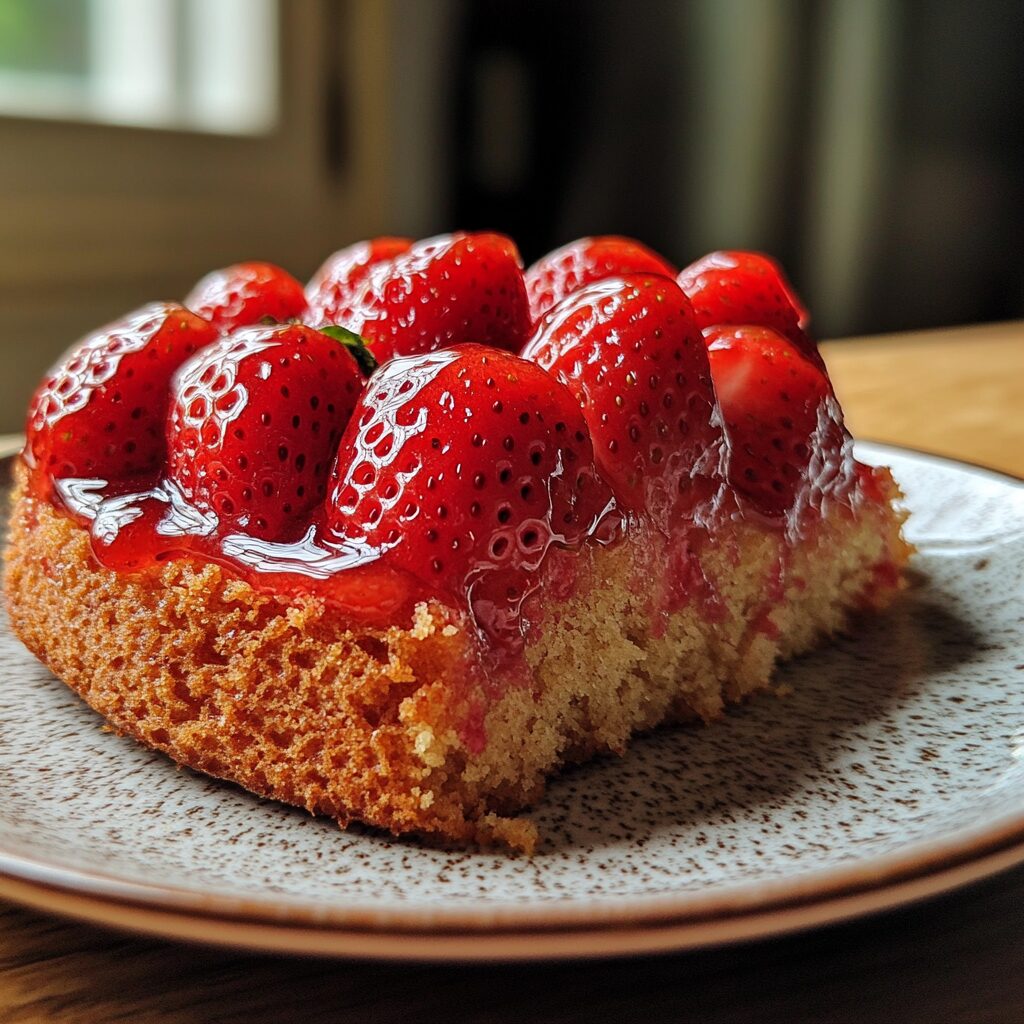 Homemade Strawberry Cake served fresh in natural light