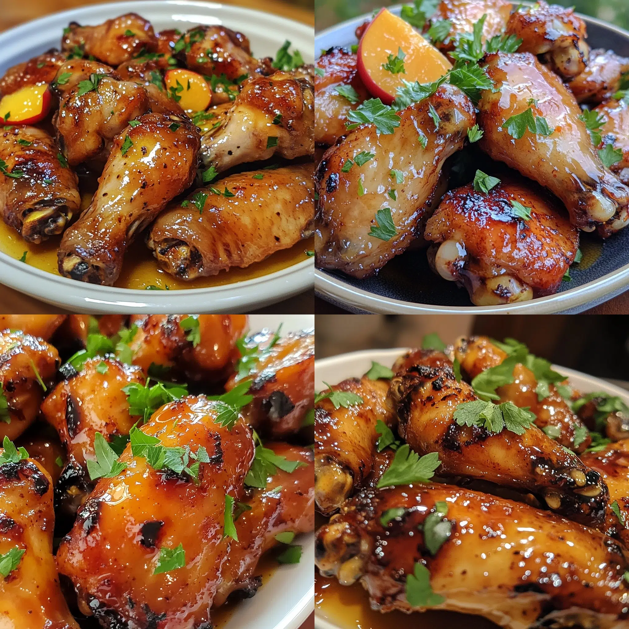 Hot Honey Peach Wings Hot Wings with Honey and Peach Appetizers That Disappear F plated with inviting texture and rich homemade color