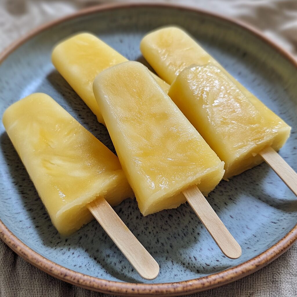 How to Make Paletas de Piña (Pineapple Popsicle) Recipe! served fresh in natural light
