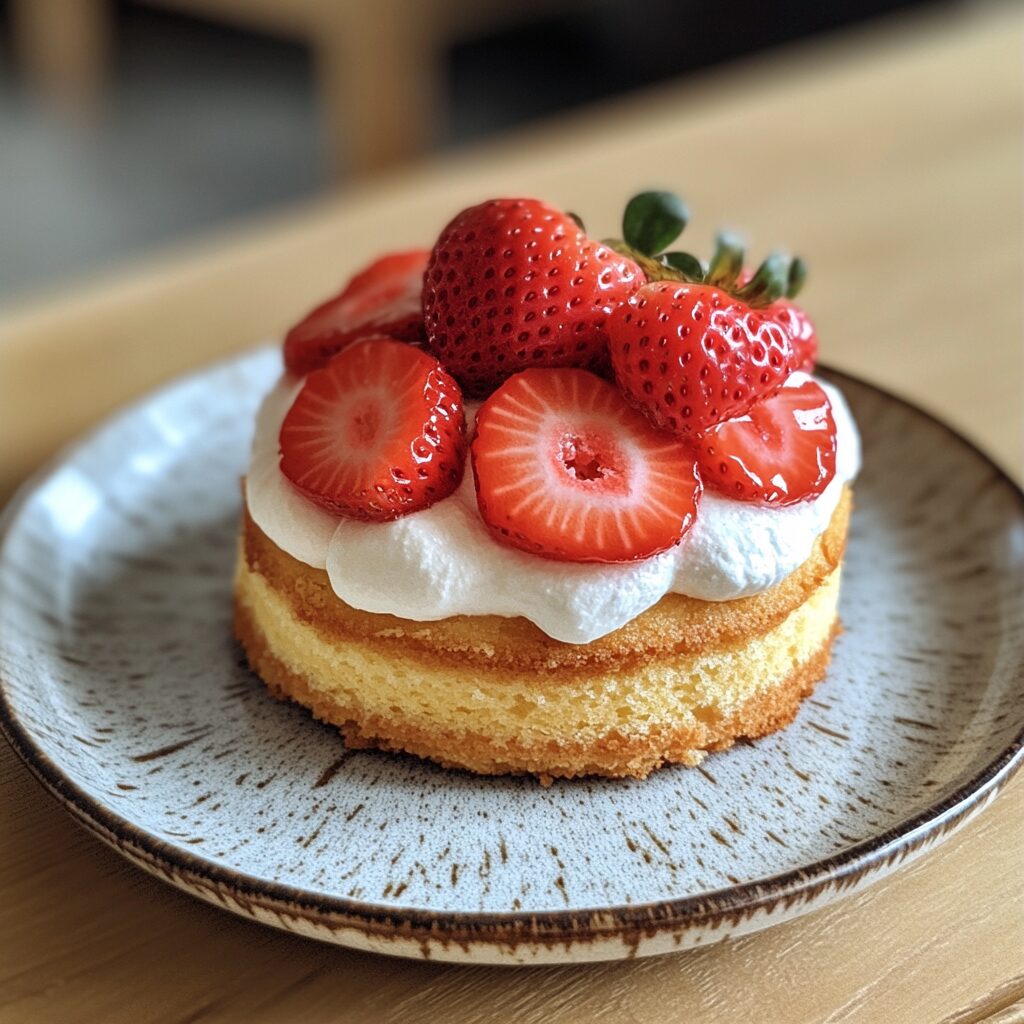 Japanese Strawberry Shortcake served fresh in natural light