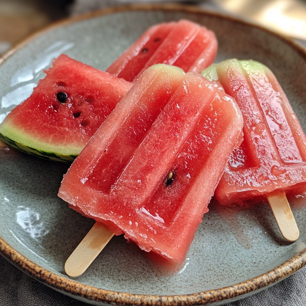 Learn how to make Watermelon Popsicles! served fresh in natural light