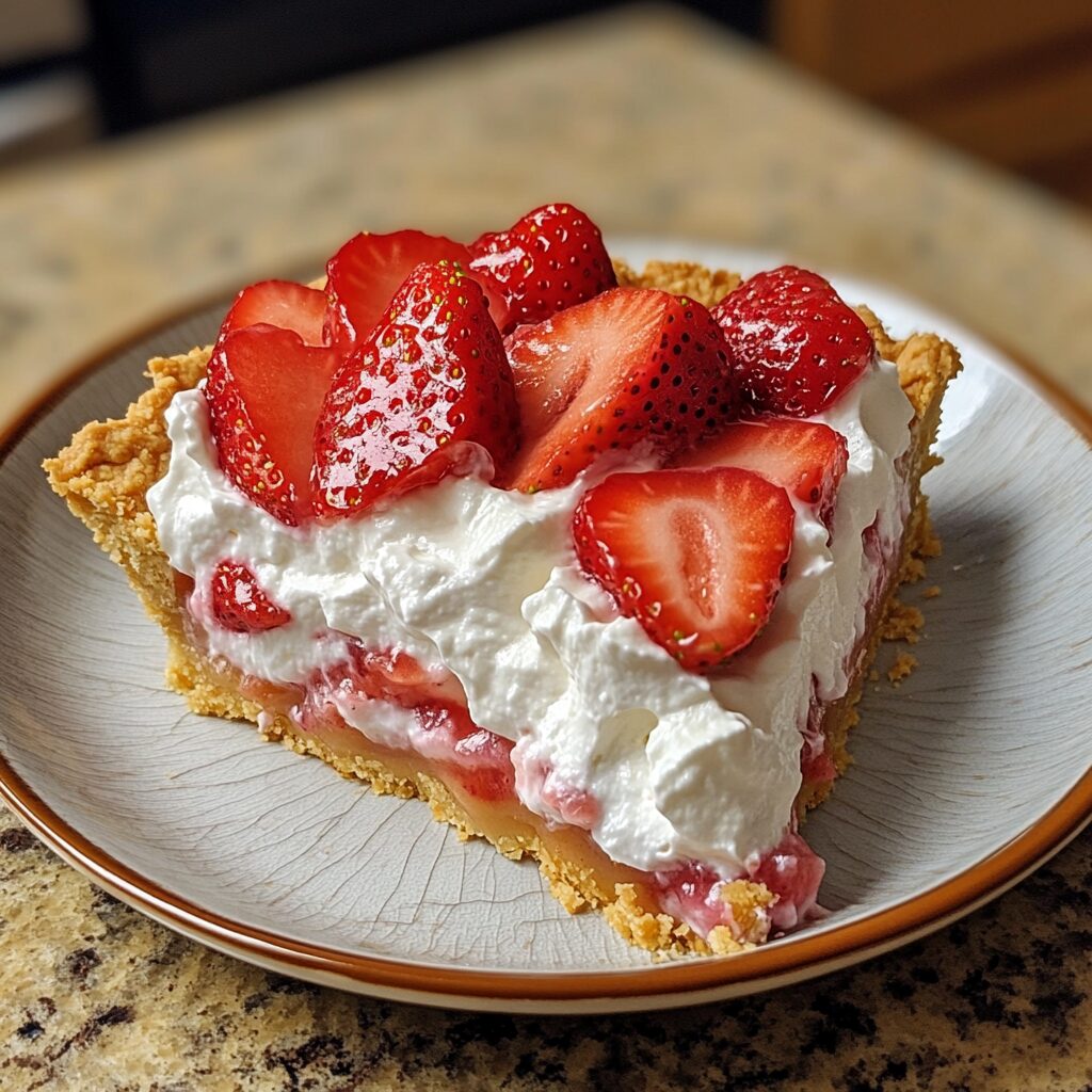No-Bake Strawberry Cool Whip Pie — 3 Ingredients, Zero Stress served fresh in natural light.