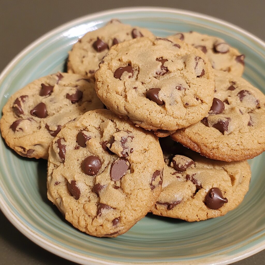 No Butter Chocolate Chip Cookies served fresh in natural light