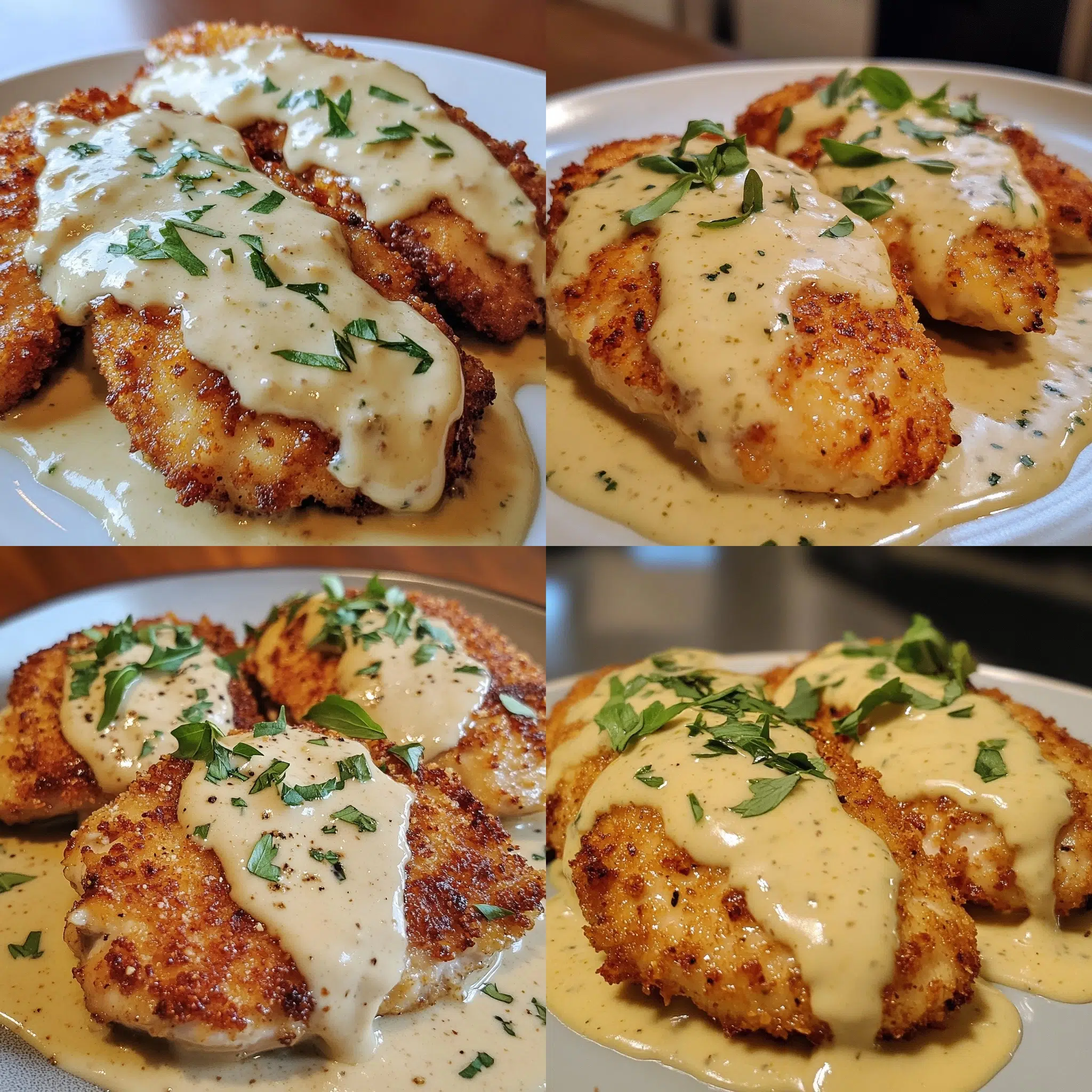 Parmesan Crusted Chicken with Creamy Garlic Sauce plated with inviting texture and rich homemade color