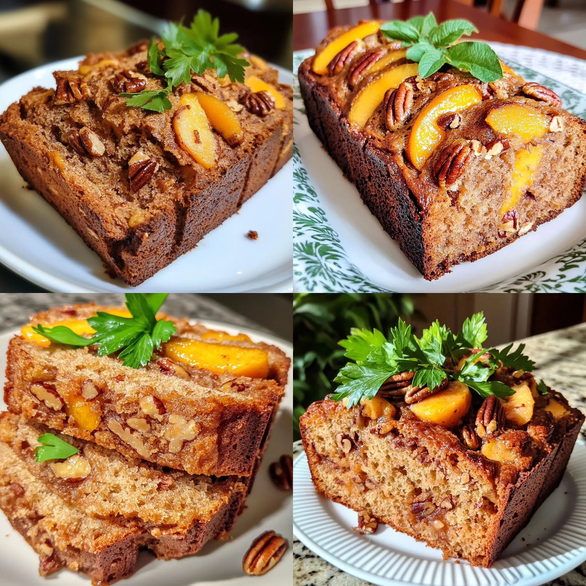 Peach Pecan Bread Recipe plated with inviting texture and rich homemade color