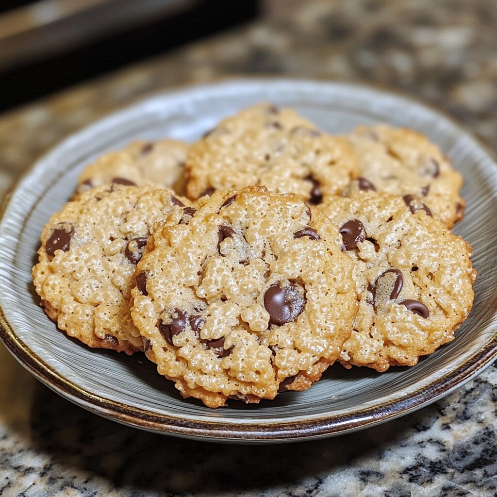 Rice Krispie Chocolate Chip Cookies served fresh in natural light