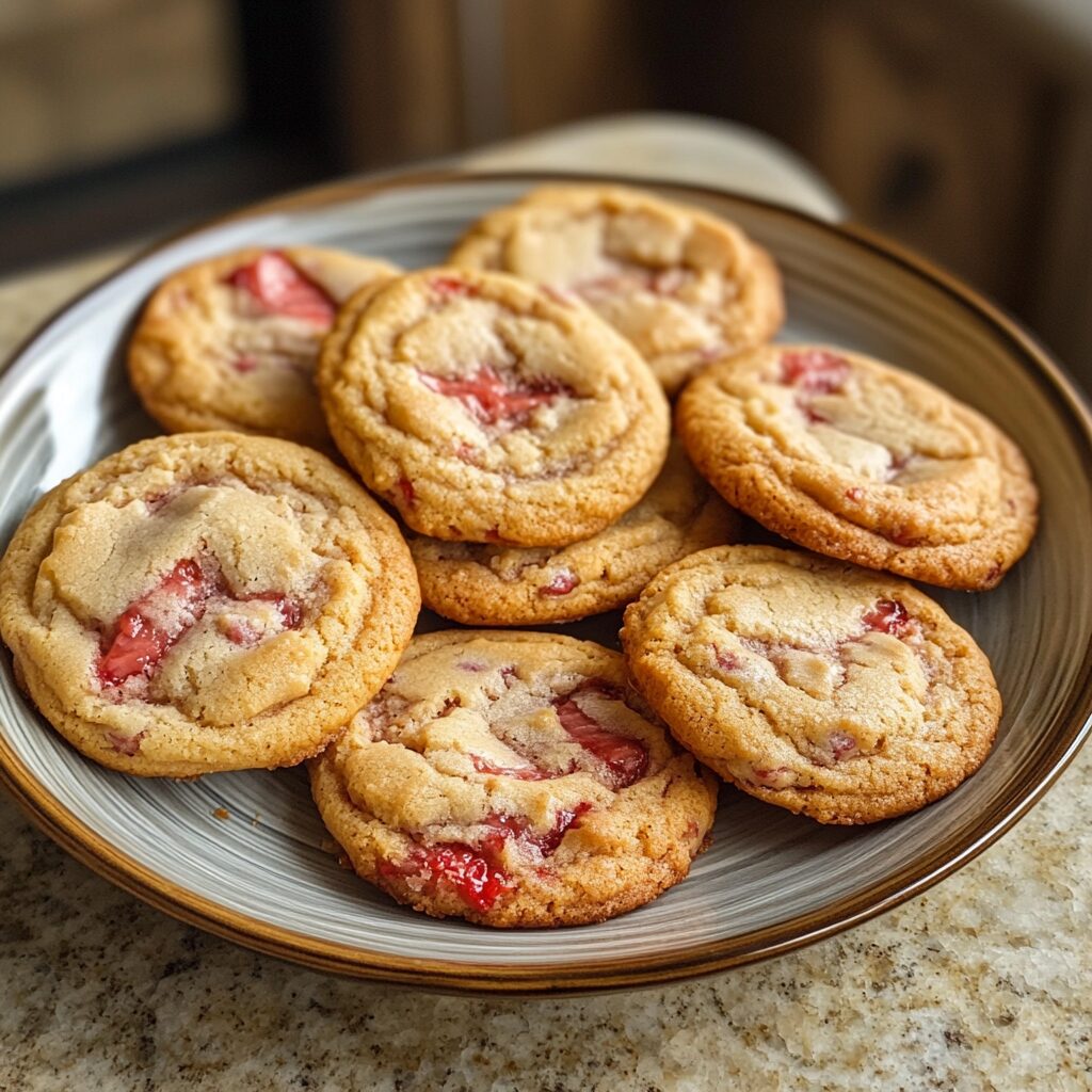 Soft & Chewy Strawberry Cookies served fresh in natural light