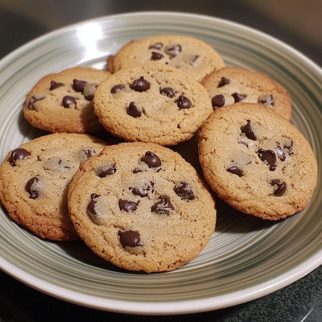 Soft and Chewy Chocolate Chip Cookies served fresh in natural light