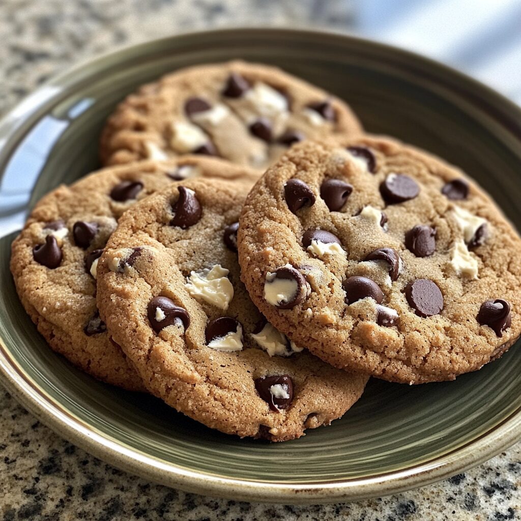 Softbatch Cream Cheese Chocolate Chip Cookies served fresh in natural light
