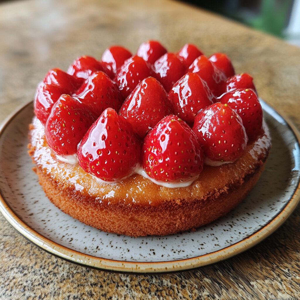 Strawberry Cake 🍓 served fresh in natural light