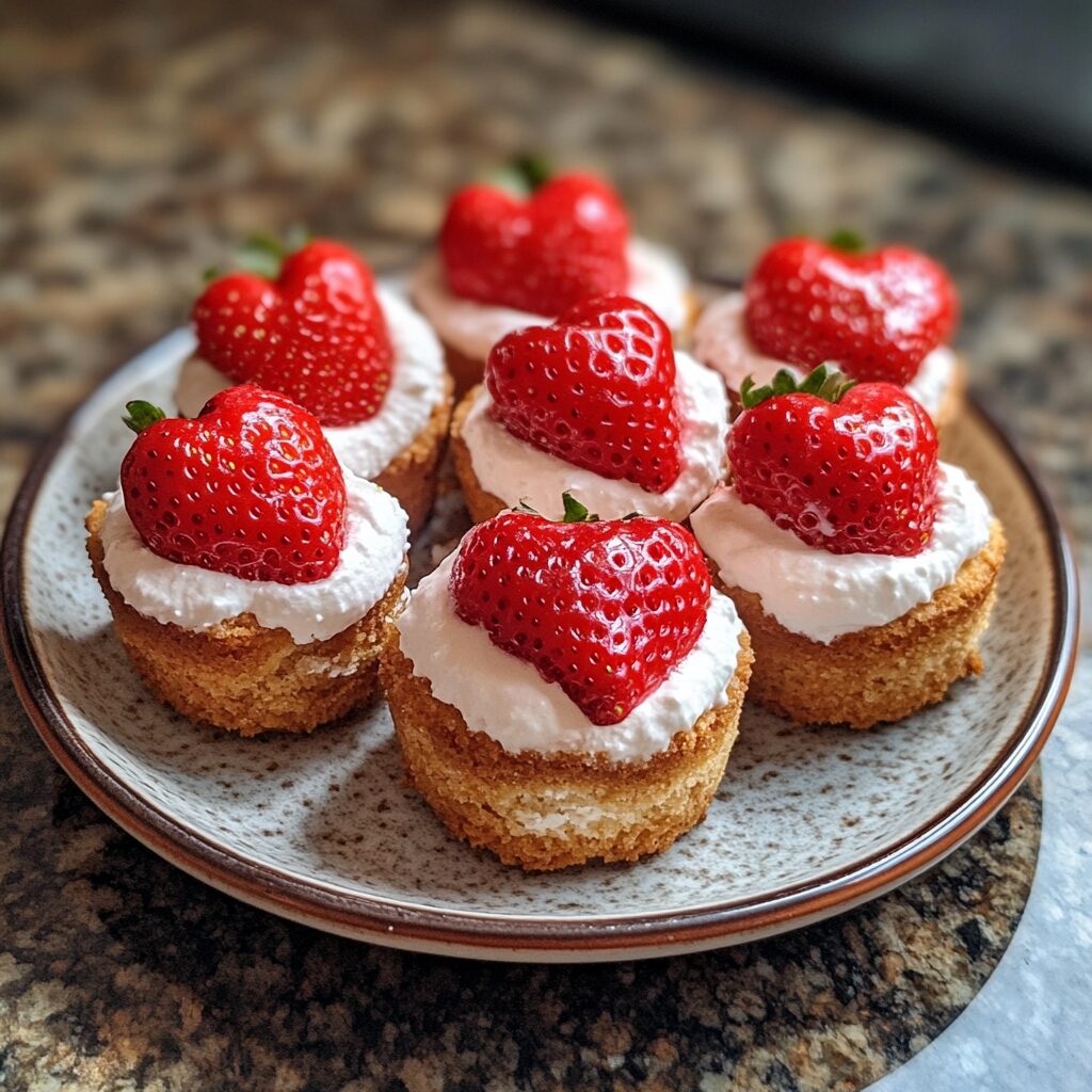 Valentine Mini Strawberry Shortcakes served fresh in natural light