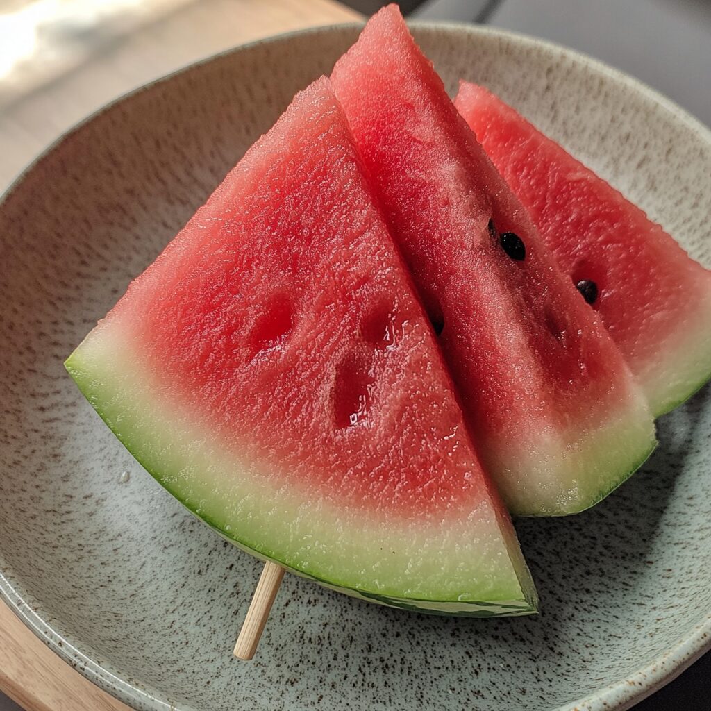 Watermelon on a Stick served fresh in natural light