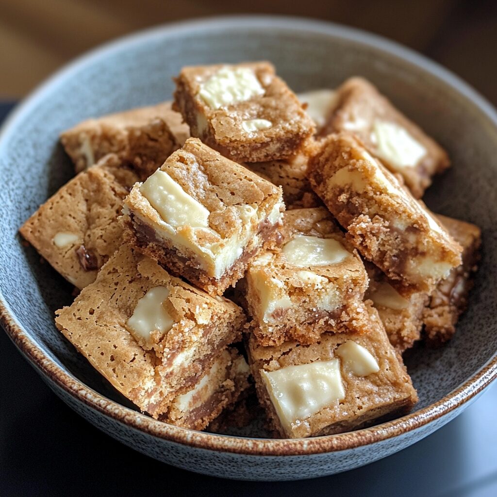White Chocolate Blondies Recipe (One Bowl) served fresh in natural light