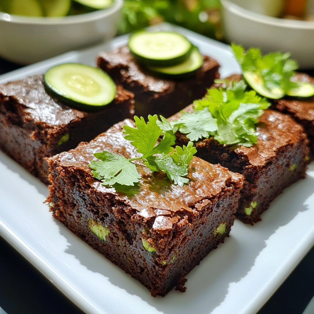 Zucchini Brownies plated with inviting texture and rich homemade color